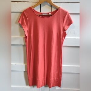 New York & Company Coral Cap Sleeve Tee Shirt Mini Dress | Medium